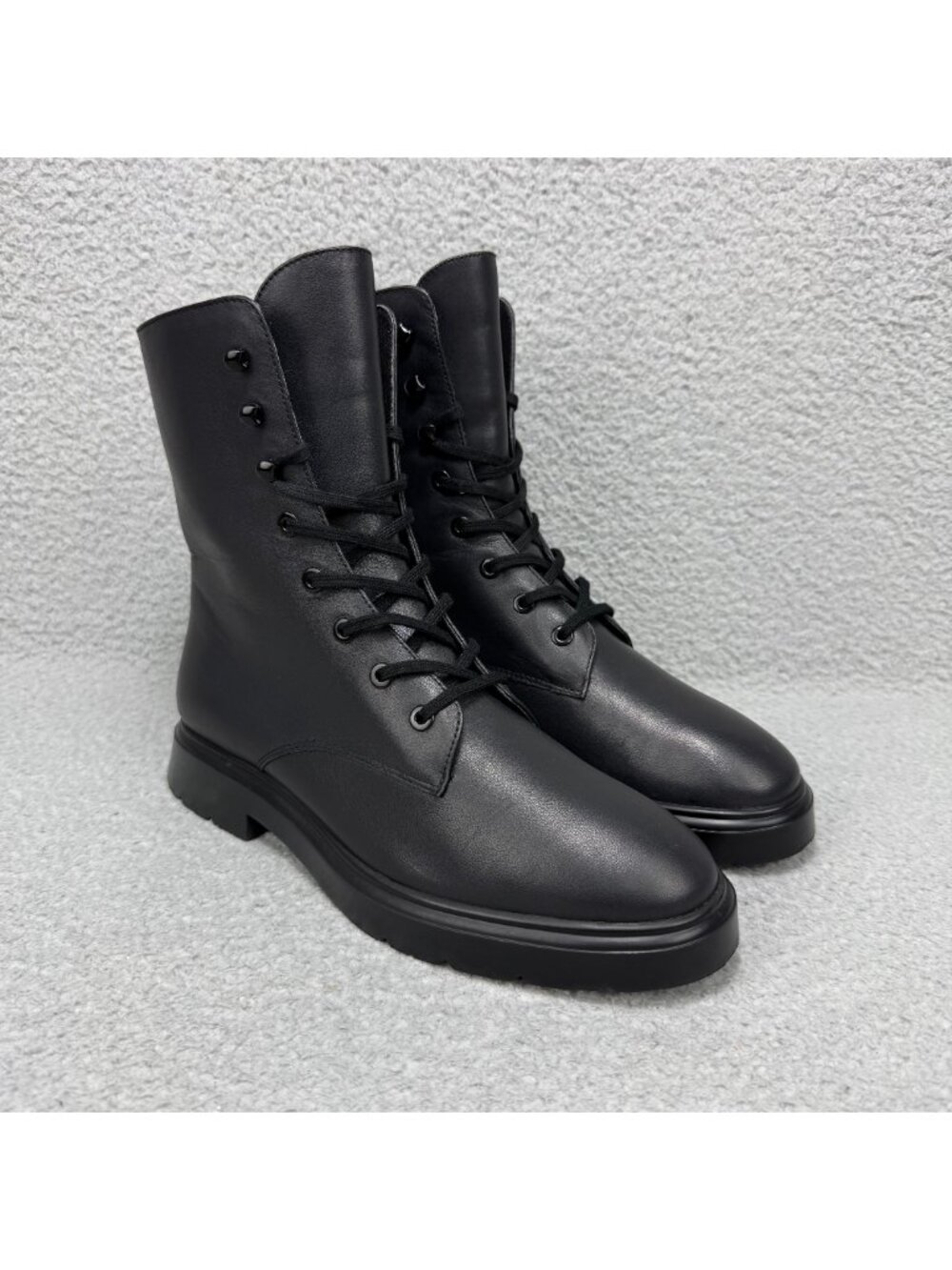 Stuart Weitzman Boots Womens 7 Shoes Black Leather Mckenzee Combat Biker Ankle